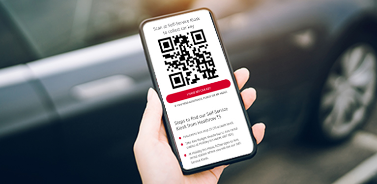 Der Self-Service-QR-Code in der Avis App.